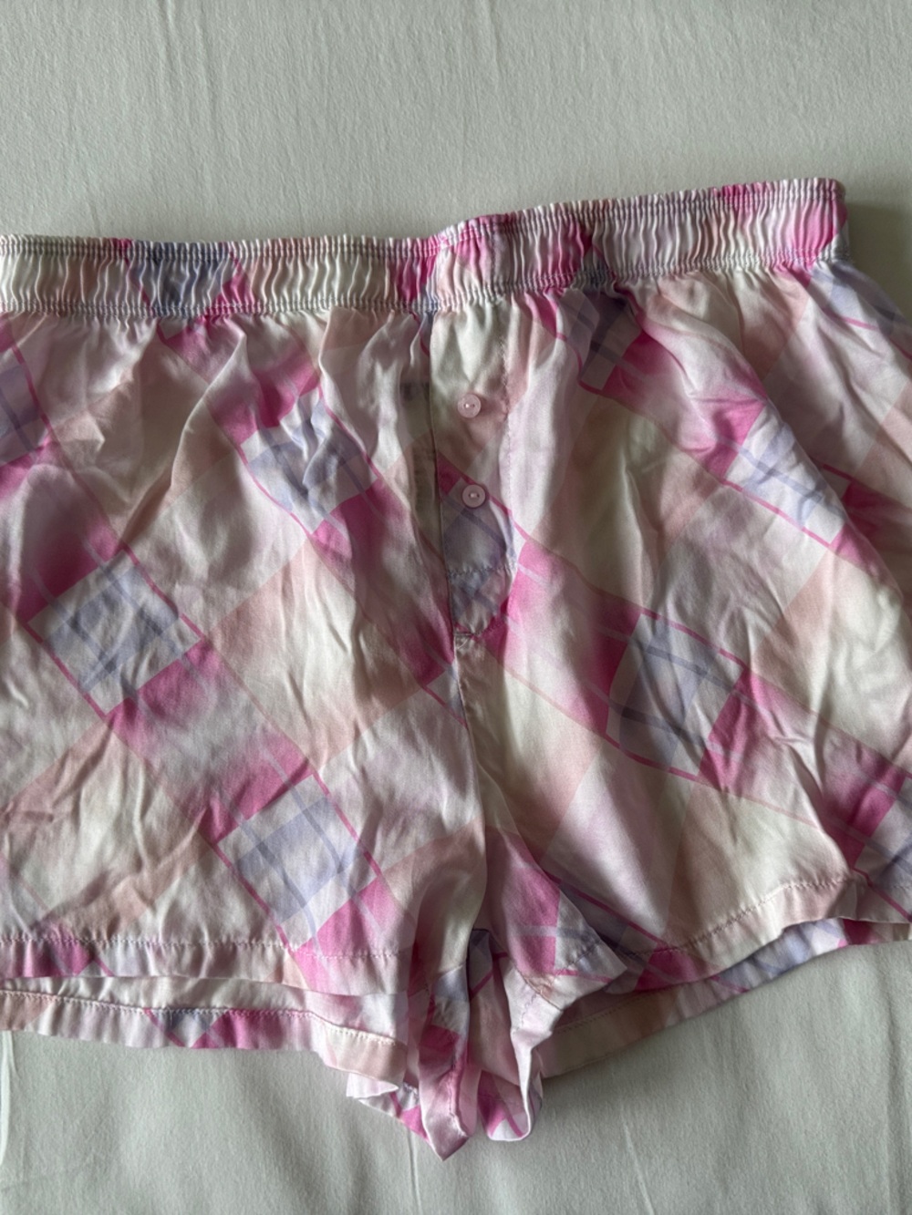 PINK Victoria's Secret Pink & Lavender Plaid Lounge Shorts